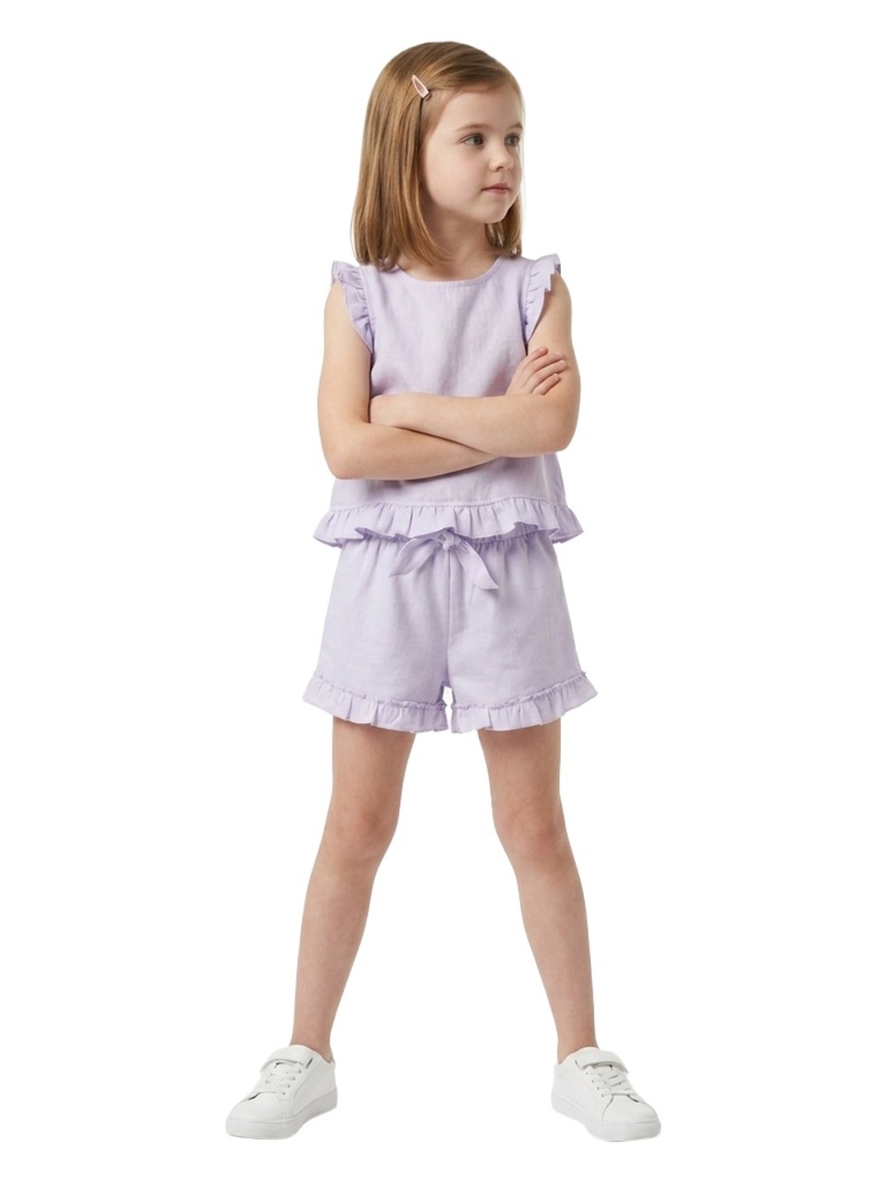 zara kids Lilac Ruffle Hem Drawstring Shorts - Picture 2 of 10